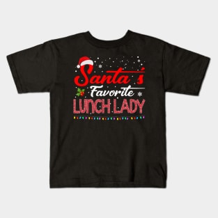 Santa's Favorite Lunch Lady Christmas Santa Hat Lights Kids T-Shirt